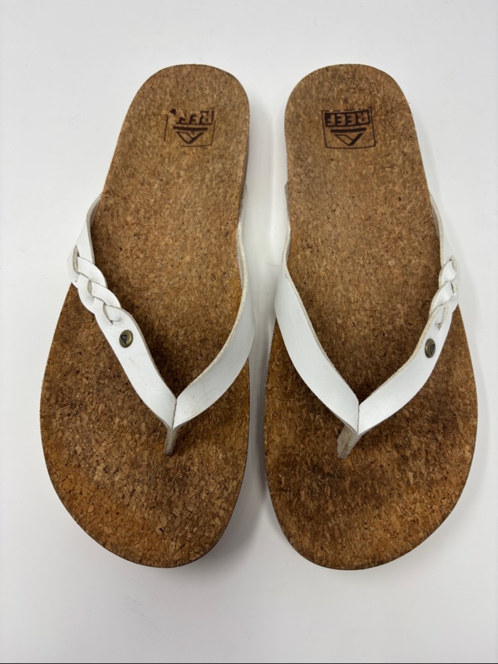 Reef | White Cork Footbed Women’s Braided Thong Sandals 8 - Picture 2 of 7